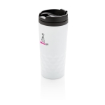 Caneca com função térmica e formato geométrico 300ml Trilliant Colors cor branco vista com logo