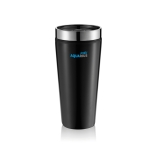 Copos térmicos personalizados de aço com interior de PP 350ml Spot cor preto vista com logo