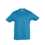 T-shirt para criança, algodão semi-penteado 150 g/m2 SOL'S Regent Kids cor ciano