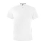 T-shirt básica promocional com decote em V cor branco nona vista
