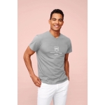 T-shirt básica promocional com decote em V cor cinzento-claro mesclado