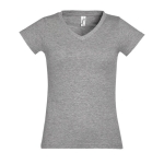 T-shirt de senhora para brindes corporativos cor cinzento mesclado
