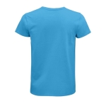 T-shirts sustentáveis com logo para oferecer cor ciano vista traseira