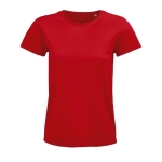 T-shirt eco de mulher em materiais orgânicos cor vermelho quinta vista