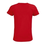 T-shirt eco de mulher em materiais orgânicos cor vermelho vista traseira