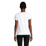 T-shirt eco de mulher em materiais orgânicos cor branco terceira vista fotografia