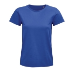 T-shirt eco de mulher em materiais orgânicos cor azul real terceira vista