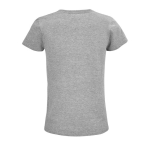 T-shirt eco de mulher em materiais orgânicos cor cinzento mesclado vista traseira
