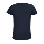 T-shirt eco de mulher em materiais orgânicos cor azul-marinho vista traseira