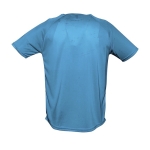 T-shirts desportivas para personalização cor ciano vista traseira