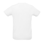 T-shirt unissexo para brindes corporativos cor branco vista traseira