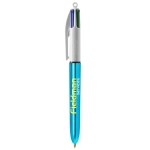 Canetas  de plástico personalizadas em cores metálicas tinta 4 cores BIC® Shine cor azul