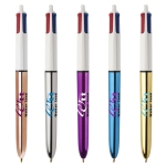 Canetas  de plástico personalizadas em cores metálicas tinta 4 cores BIC® Shine cor cor-de-rosa claro