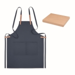 Aventais ecológicos ajustáveis com bolsos, 340 g/m2 Eco Cotton cor azul