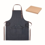 Aventais para merchandising com três bolsos, 240 g/m2 Denim Plus cor azul