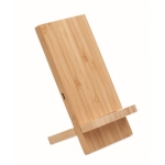 Suporte de carregamento em bambu com logotipo cor madeira quarta vista