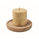 Porta-velas personalizado com vela aromática de baunilha Wooden cor dourado