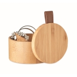 Elegante caixa para joias em bambu com logo cor madeira terceira vista