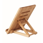 Suporte para tablet em bambu personalizável cor madeira quarta vista