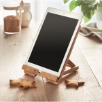 Suporte para tablet em bambu personalizável cor madeira segunda vista conjunto