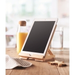Suporte para tablet em bambu personalizável cor madeira terceira vista conjunto