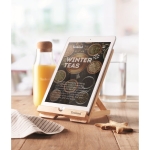 Suporte para tablet em bambu personalizável cor madeira terceira vista conjunto 2