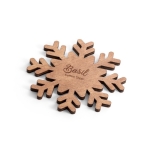 Set 4 bases para copos de madeira em forma de flocos de neve Snowflake cor madeira imagem com logo