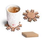 Set 4 bases para copos de madeira em forma de flocos de neve Snowflake varias cores