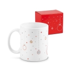 Caneca de cerâmica com estampado de bolas de Natal 340ml Balls vista conjunto