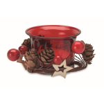 Porta-velas de vidro ornamentado de estilo natalício PineTree cor vermelho segunda vista