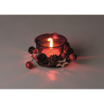 Porta-velas de vidro ornamentado de estilo natalício PineTree cor vermelho terceira vista