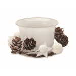 Porta-velas de vidro ornamentado de estilo natalício PineTree cor branco segunda vista