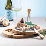 Conjunto de queijos com tábua de corte em estojo circular Gorgonzola cor madeira quinta vista