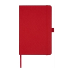 Caderno reciclado corporativo com logotipo cor vermelho segunda vista frontal