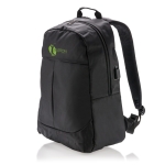 Mochila para portátil de 15'' com porta USB para powerbank Oslo cor preto vista com logo