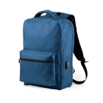 Mochila personalizável com bolso anti-roubo cor azul primeira vista
