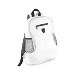 Mochila barata de poliéster com diversos compartimentos Travel cor branco primeira vista