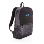 Mochila refletora para portátil de 15,6'' reciclada Visibility cor preto vista com logo