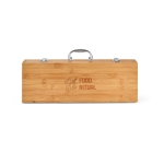 Kit de utensílios para churrasco com estojo de bambu Barbecue Grill cor natural imagem com logo 2