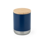 Copo térmico con tapa de bambu cor azul-marinho