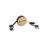 Cabo 5 em 1 com várias conexões USB Cabo multicarga Bamboo cor preto imagem com logo