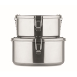 Conjunto de 2 lancheiras circulares de aço de 450 e 900ml Inox cor prateado mate sétima vista