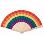 Leques de madeira com tecido de poliéster arco-íris Rainbow Fan cor multicolor