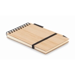 Caderno personalizado com caneta, folhas A6 pautadas Bamboo Light cor preto