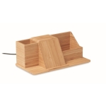 Organizador de mesa, carregador de bambu, suporte de telemóvel Bamboo cor madeira