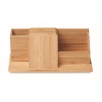 Organizador de mesa, carregador de bambu, suporte de telemóvel Bamboo cor madeira quinta vista