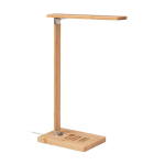 Candeeiro de mesa dobrável com luz LED e carregador de bambu Wireless cor madeira vista principal