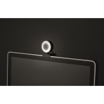 Webcam com microfone e anel luminoso cor preto vista fotografia quarta vista