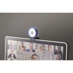 Webcam personalizada com microfone e anel luminoso Telework cor preto segunda vista conjunto