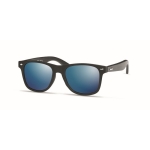 Óculos de sol, lentes espelhadas e hastes de bambu UV400 Bamboo Mirror cor azul